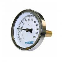 Термометр биметаллический 63 мм 120 °C с гильзой Vieir